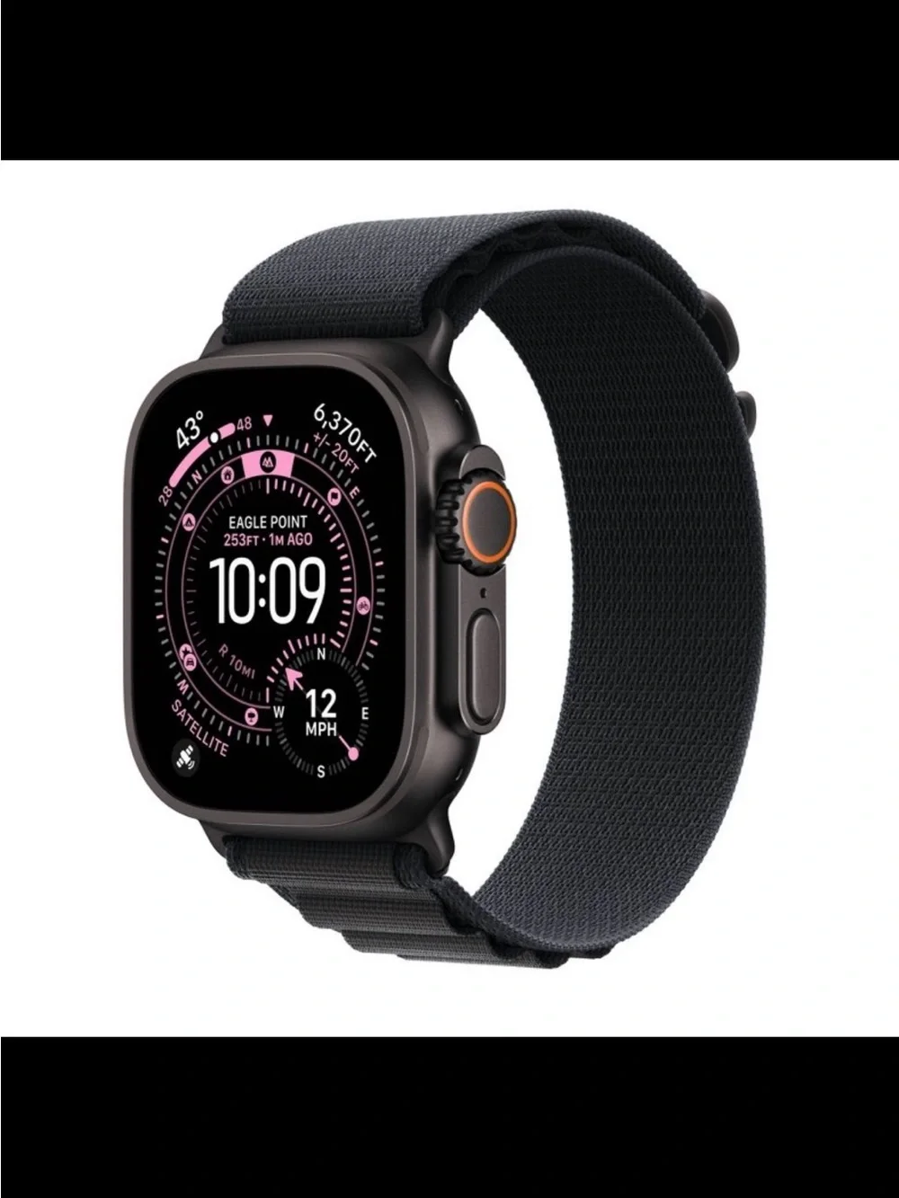 Ultra 3 Black Smartwatch with Black Sport Loop